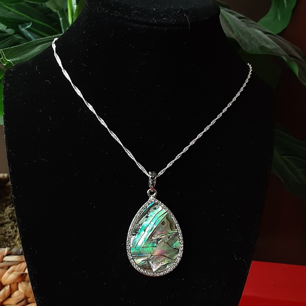 Abalone Shell Sterling Silver Wavy Necklace BRAND NEW